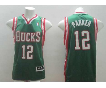 nba milwaukee bucks #12 parker green[revolution 30 swingman]