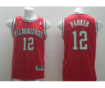 nba milwaukee bucks #12 parker red[revolution 30 swingman]