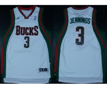 nba milwaukee bucks #3 brandon jennings white[revolution 30 swingman